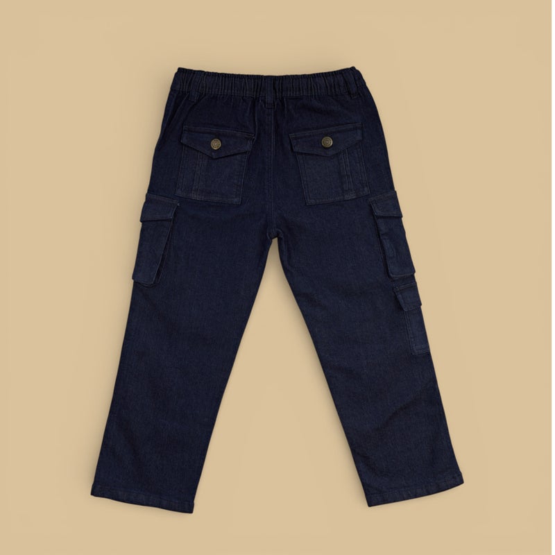 MARWAN Denim Kids Boys Cargo Long Pants with Adjustable Elastic Waistband and Trendy Wide-Leg Design (2–8 Years) - Image 2